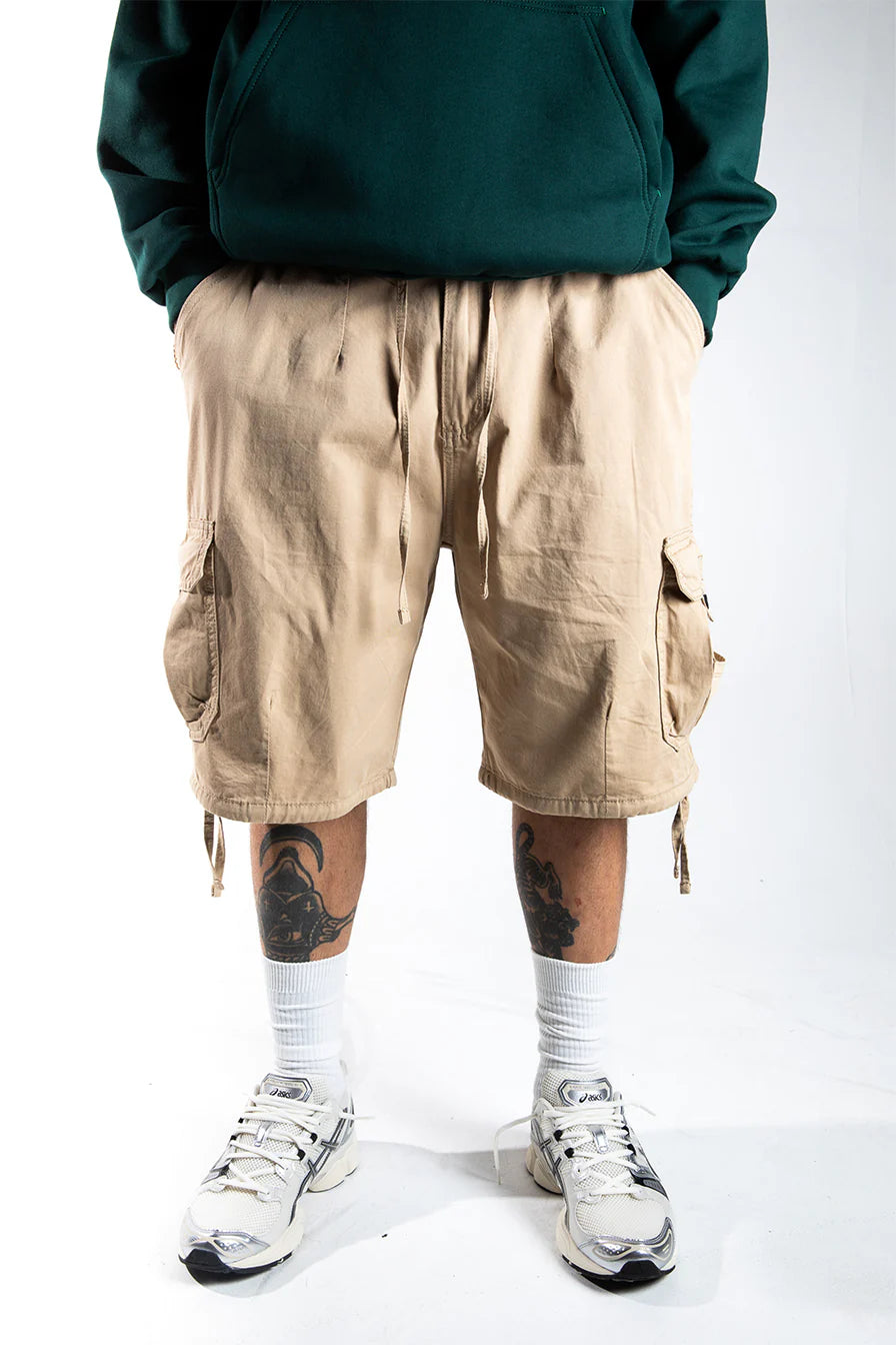 Para Cargo Shorts - Washed Khaki/ Black