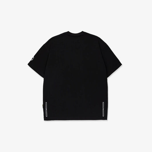 Panelled Drop Shoulder Oversized Tee - Black